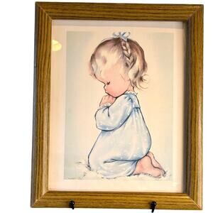 Vintage "A Child's Prayer" Framed Print, Picture Praying Girl by Charlot Byj